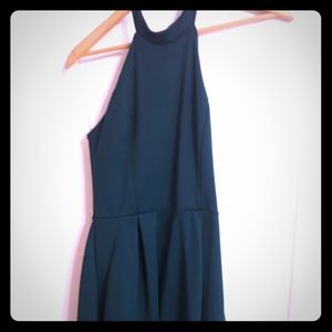 Green chevron halter dress